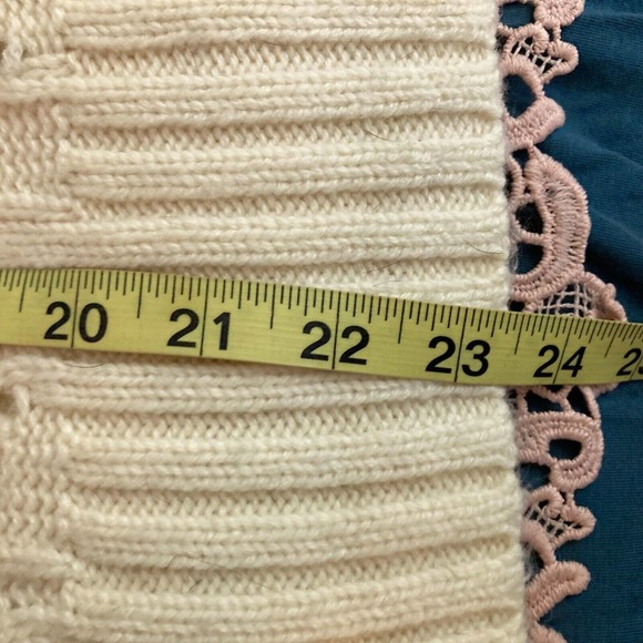 J. Crew Sweater Womens‎ Sz XS Ivory Lambs Wool Cable Knit Fisherman Pullover - Picture 7 of 8